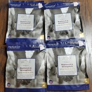 4 X Parasilk Glove Treat Replenish Strengthen Aging Hands & Nails Mitts sz M NEW